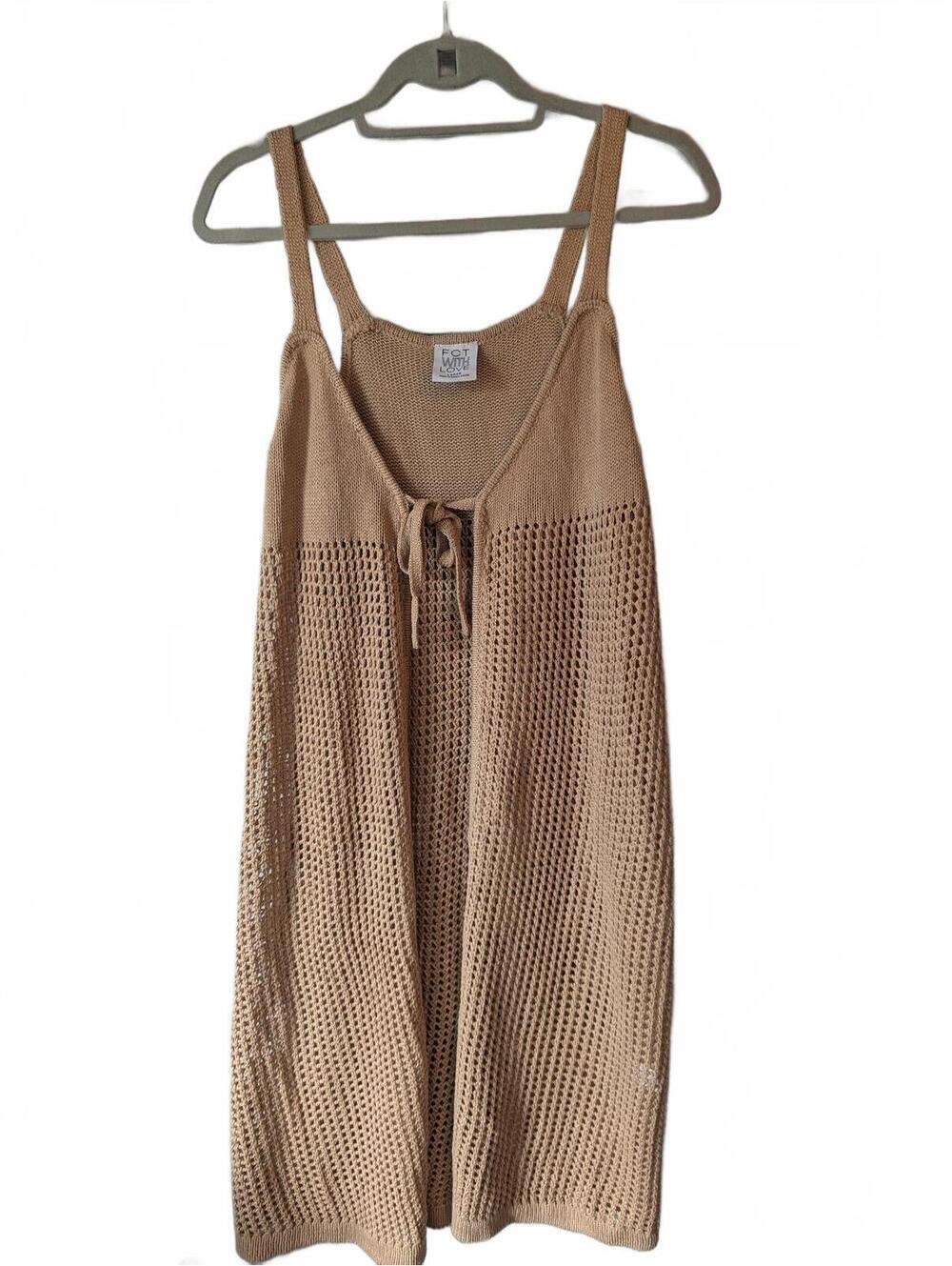 90s vintage style tan sleeveless duster